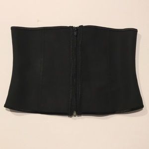Black Latex Waist Trainer Zipper Front